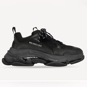 Balenciaga Triple S Black Sneakers Clear Sole Sz 36